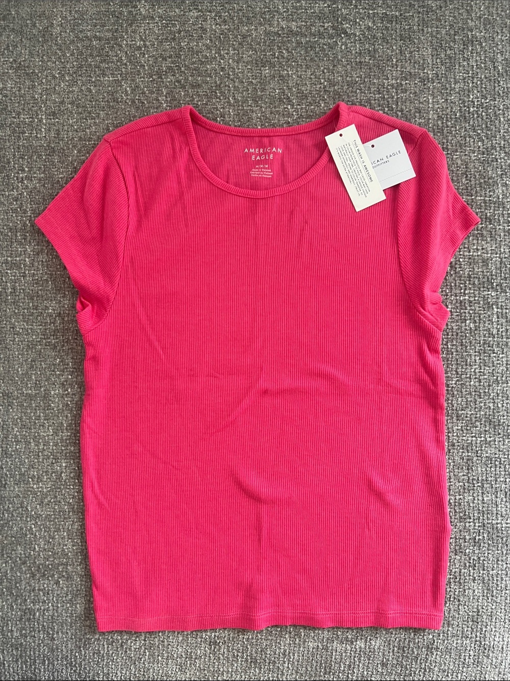 American Eagle Outfitters Hot Pink Short Sleeve Ribbed Tee